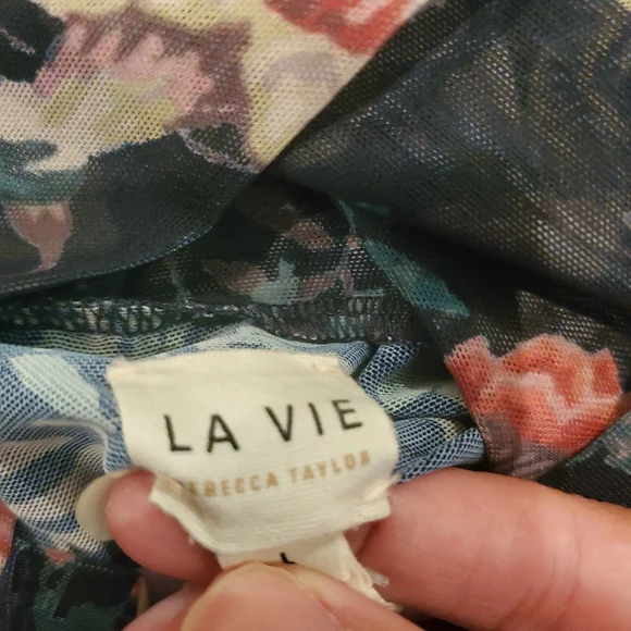 Rebecca Taylor La Vie Faded Garden Mesh Long Sleeve Dress Large - Picture 15 of 16